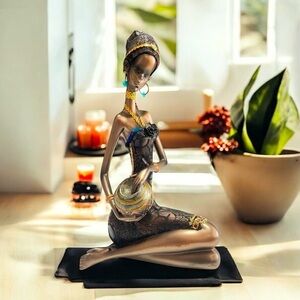 African American woman draped in Fabric Dress Statue Lady Art Ethnic Figure